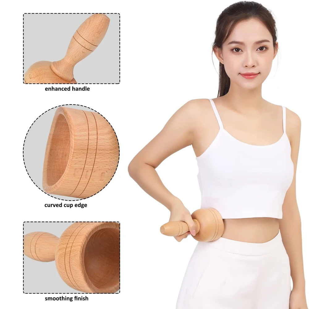 Wooden Swedish Massage Cup, Manual Anti Cellulite Suction Cup,for Lymphatic Drainage, Body Sculpting Tool for Muscle Relaxation