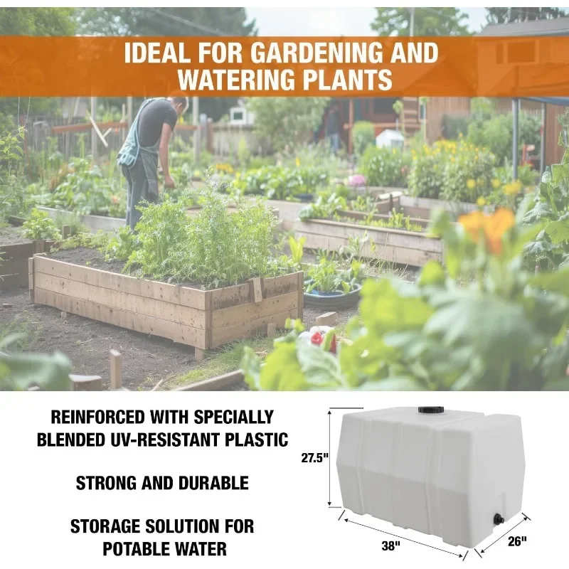 شعبية. 82123929   خزان مربع أفقي 100 جالون، صنع في الولايات المتحدة الأمريكية، خزان بولي لمياه الزراعة والسوائل غير القابلة للاشتعال