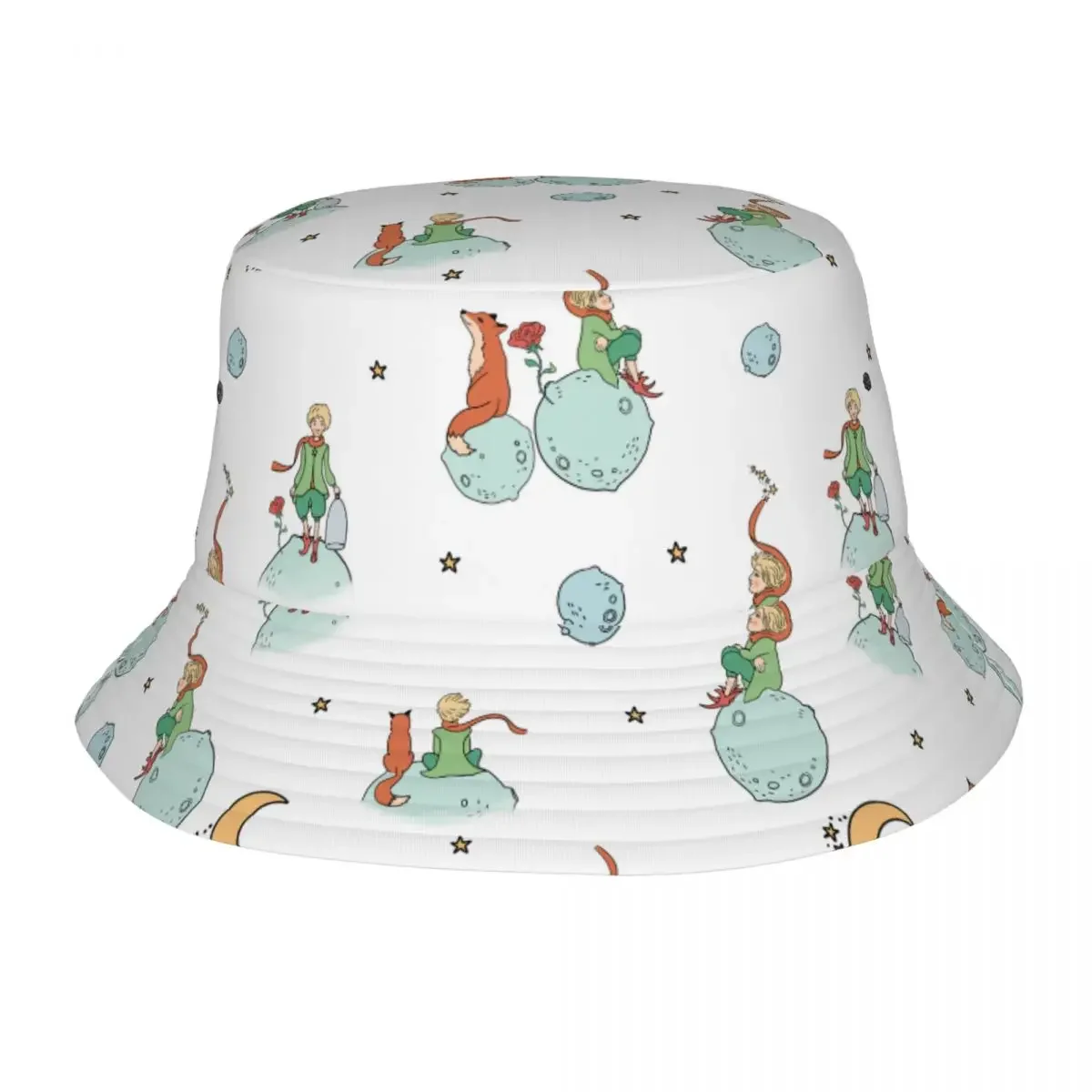 The Little Prince Fox And Stars Cute Bucket Hats Summer Beach Getaway Headwear Stuff Fishing Cap for Outdoor Women Ispoti Hat