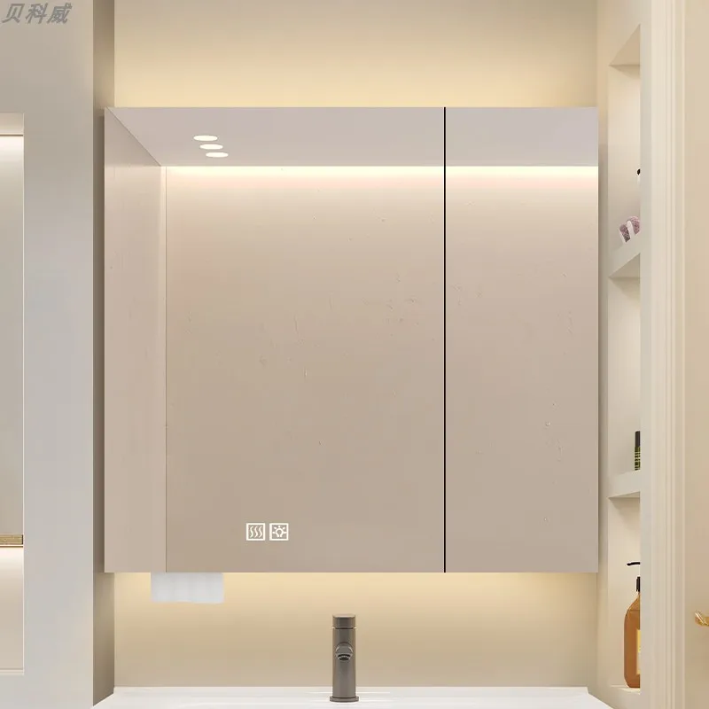 Modern Wall-mounted Mirror Cabinet Stainless Steel Lighted & Anti-fog Smart Mirror Cabinets Designer Bathroom Furniture FYMC 2