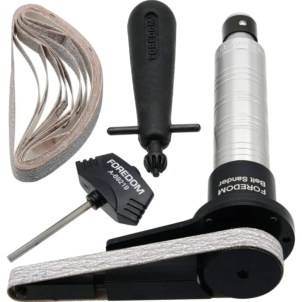 

Belt Sr w/ 180 grit belt, hex key and 3 spare belts ea. 100, 180 and 240 grit and H.30 Handpiece w/HPCK-0 Chuck Key