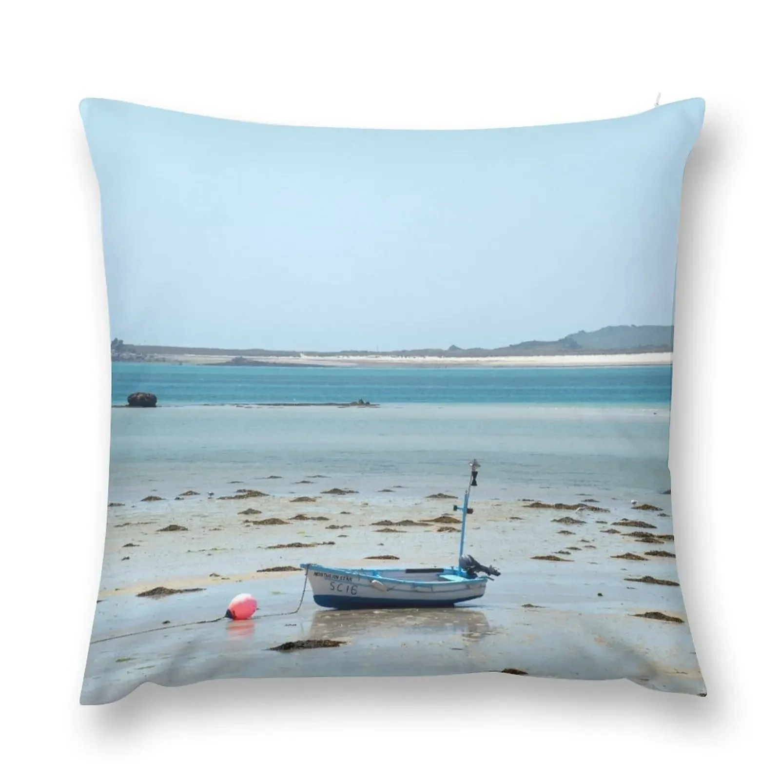 

Waiting for the Tide - Lawrence's Bay, St. Martin's, Isles of Scilly Throw Pillow Couch Cushions anime girl pillow