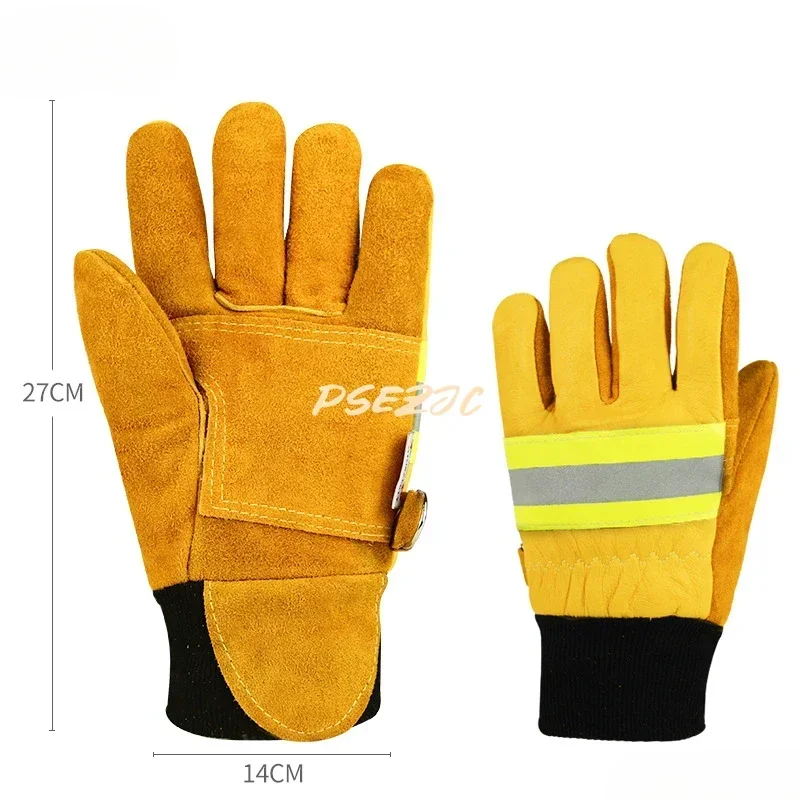 Fire Protection Thickened Wear-resistant Cowhide Fire Retardant Insulation Emergency Rescue Firefighter Protective Gloves