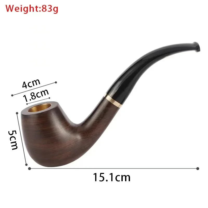 Best Ebony Wood Pipe with Filter Smoking Pipe Chinese Style Tobacco Pipe with 10 Tools Handmade Bent Smoke Tool 9mm