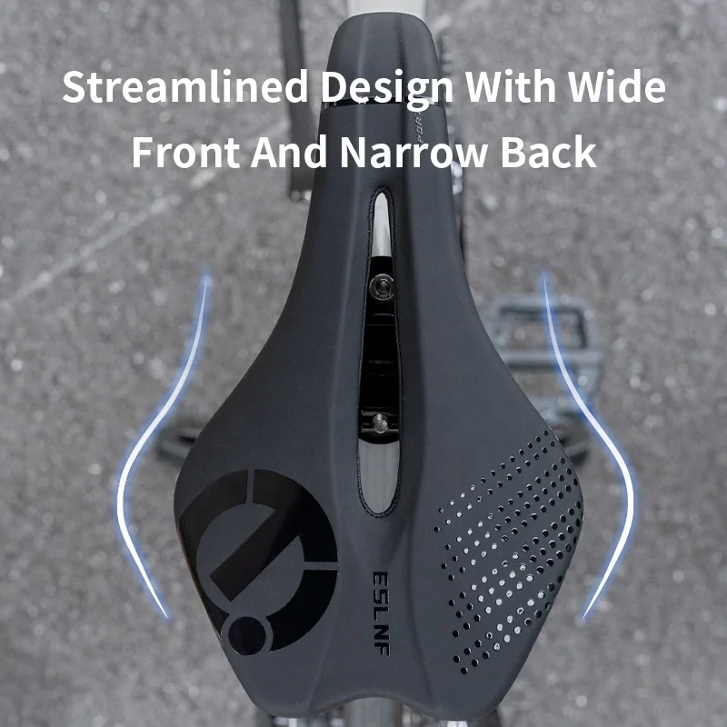 ESLNF Bicycle Saddle PU Comfortable Mountain Road Bike Saddle Non-slip Shock Absorbing Hollow Breathable Cushion Bike Parts