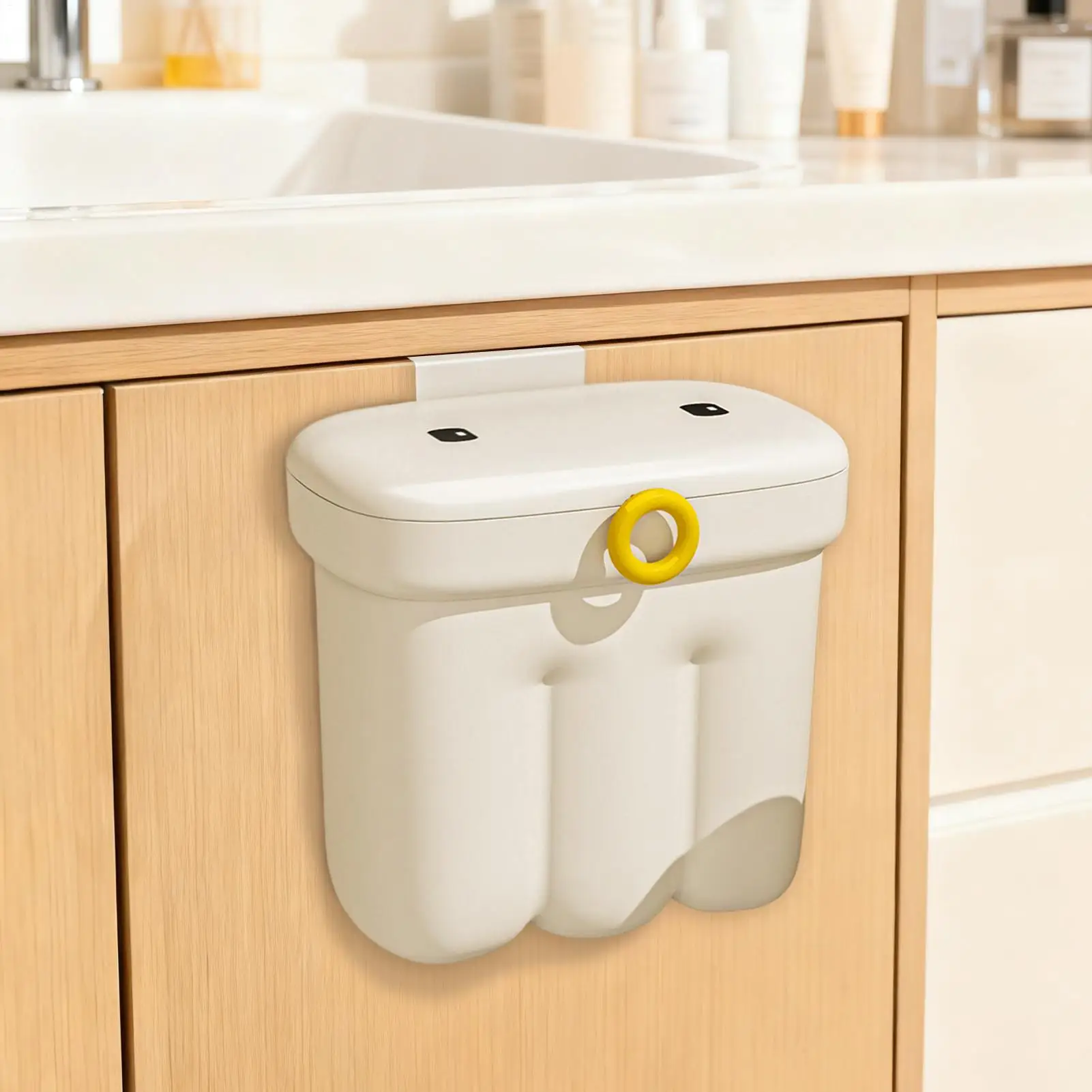Kitchen Trash Can With Lid Wall Mount Space Saving Garbage Container Food Waste Bin For Countertop For Dorm Cabinet Cupboard