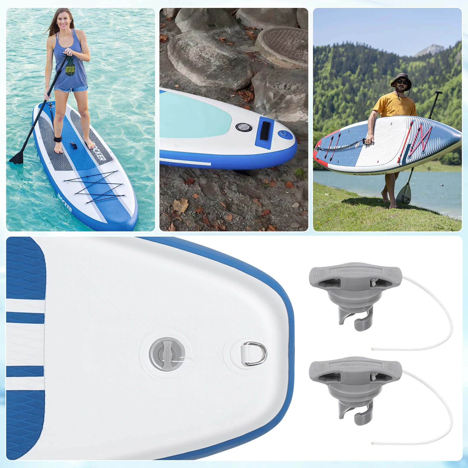 

2pcs Inflatable Boat Air Case Cap Cover High Pressure Valve Adapter Rotary Fitting for Kayak Accessory