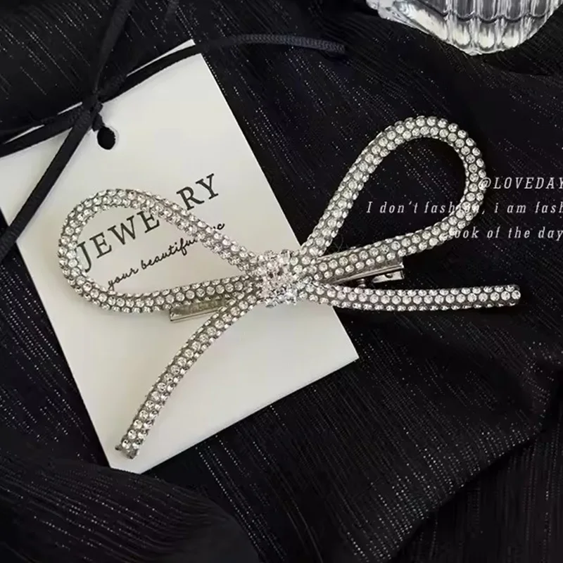 New Luxury high-end fashion atmosphere full diamond super flash rhinestone bow hairpin brooch women's accessories headgear