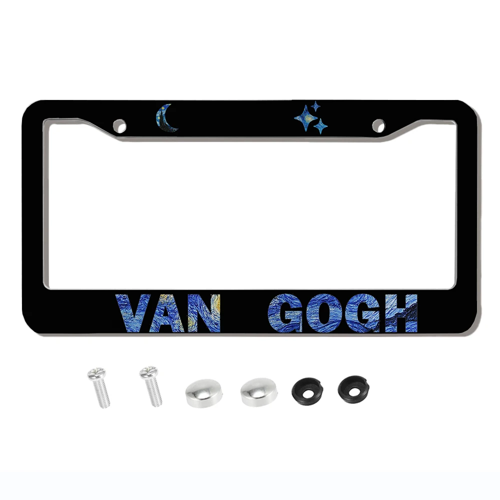 stainless steel Custom Personalized License Plate Frame with Your Own Text for Men Women Car Plate Decoration 1pc  van gogh