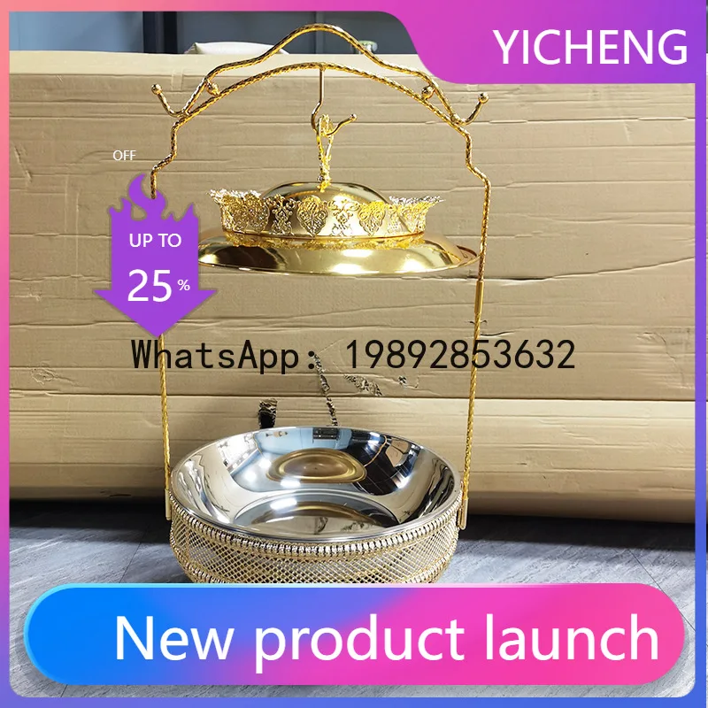 

PYJ Stainless Steel Lace Buffet Hanging Stove Commercial Round Hotel Breakfast Stove Hanging Gold Hanging Stove