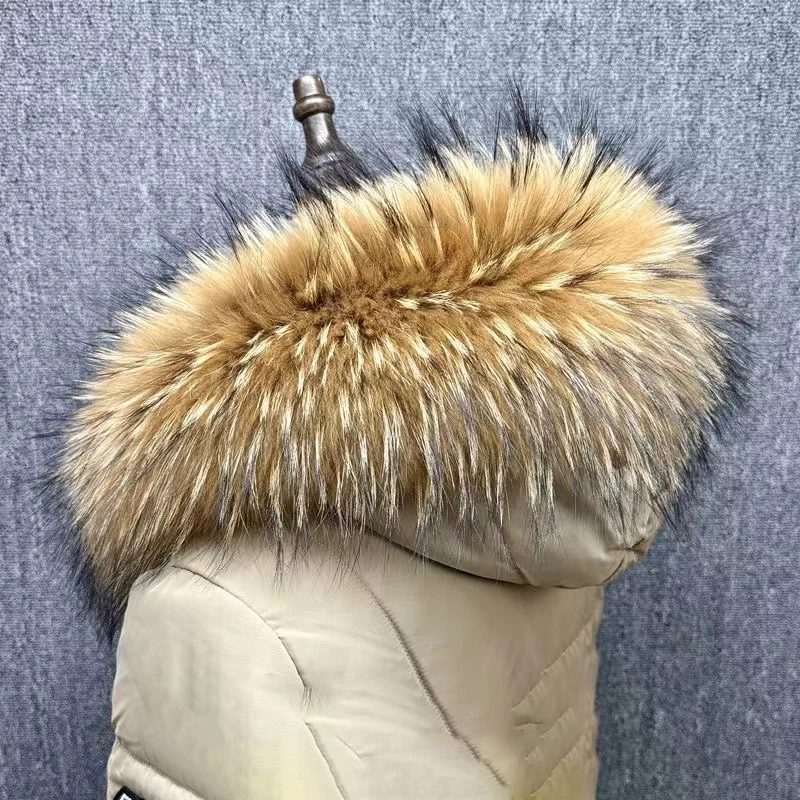 100% Real Raccoon Fur Collar Furry Fur Scarf Women Men Fur Shawls For Coat Warm Large Size