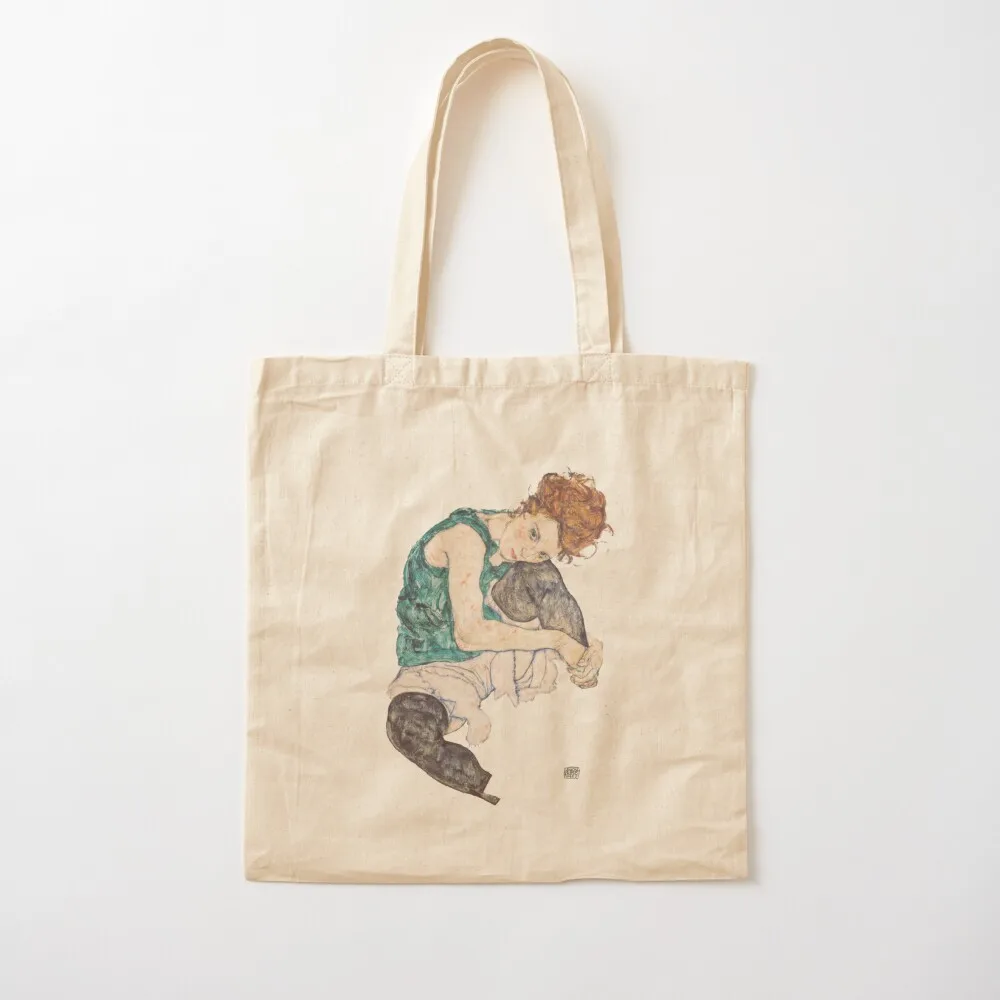 HD Seated Woman With Legs Drawn Up , by Egon Schiele - HIGH DEFINITION Tote Bag