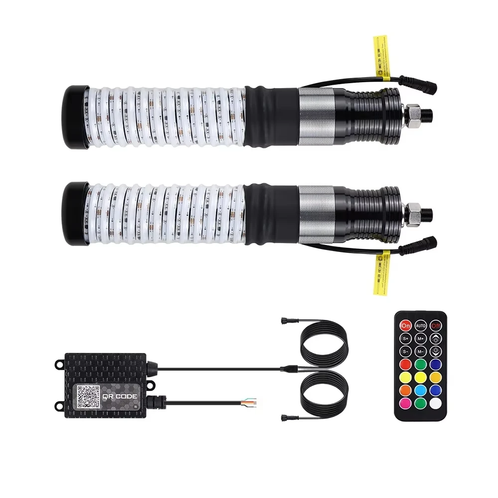 

for Can-Am Maverick X3 MAX 2017-2025 UTV 2 inch Fat 1FT COB LED Whip Lights Turn Signal Brake Reverse RGB Spiral Lighted Antenna