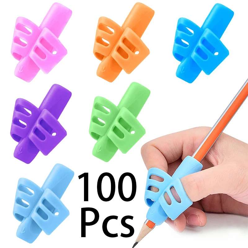 100Pcs Silicone Rubber Pen Grips For Children Writing Aid Pen Holders