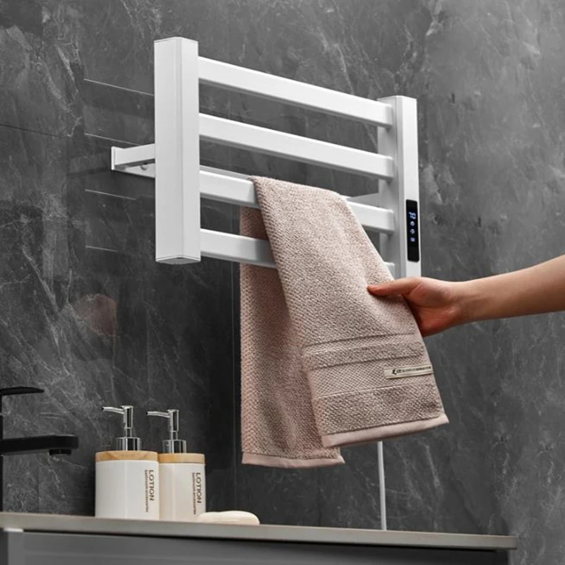 Intelligent Electric Towel Rack Bathroom Towel Rack Home Free Perforated Wall Mounted Bathroom Towel Drying Rack