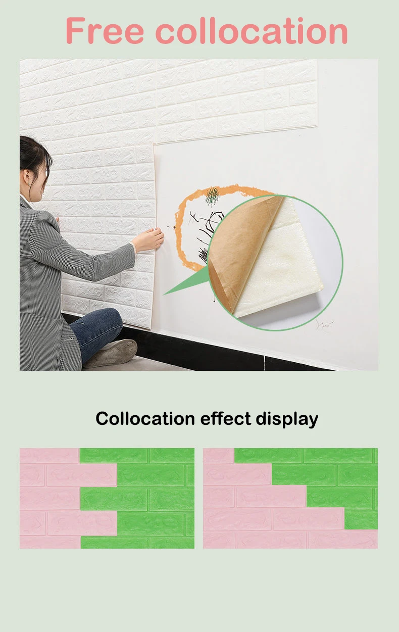 5-30 stücke 35 cm * 30 cm DIY Selbst-klebe 3D Wand Aufkleber Für Schlafzimmer Wasserdicht wohnkultur Hintergrund Schaum Ziegel Tapete – Detail 9