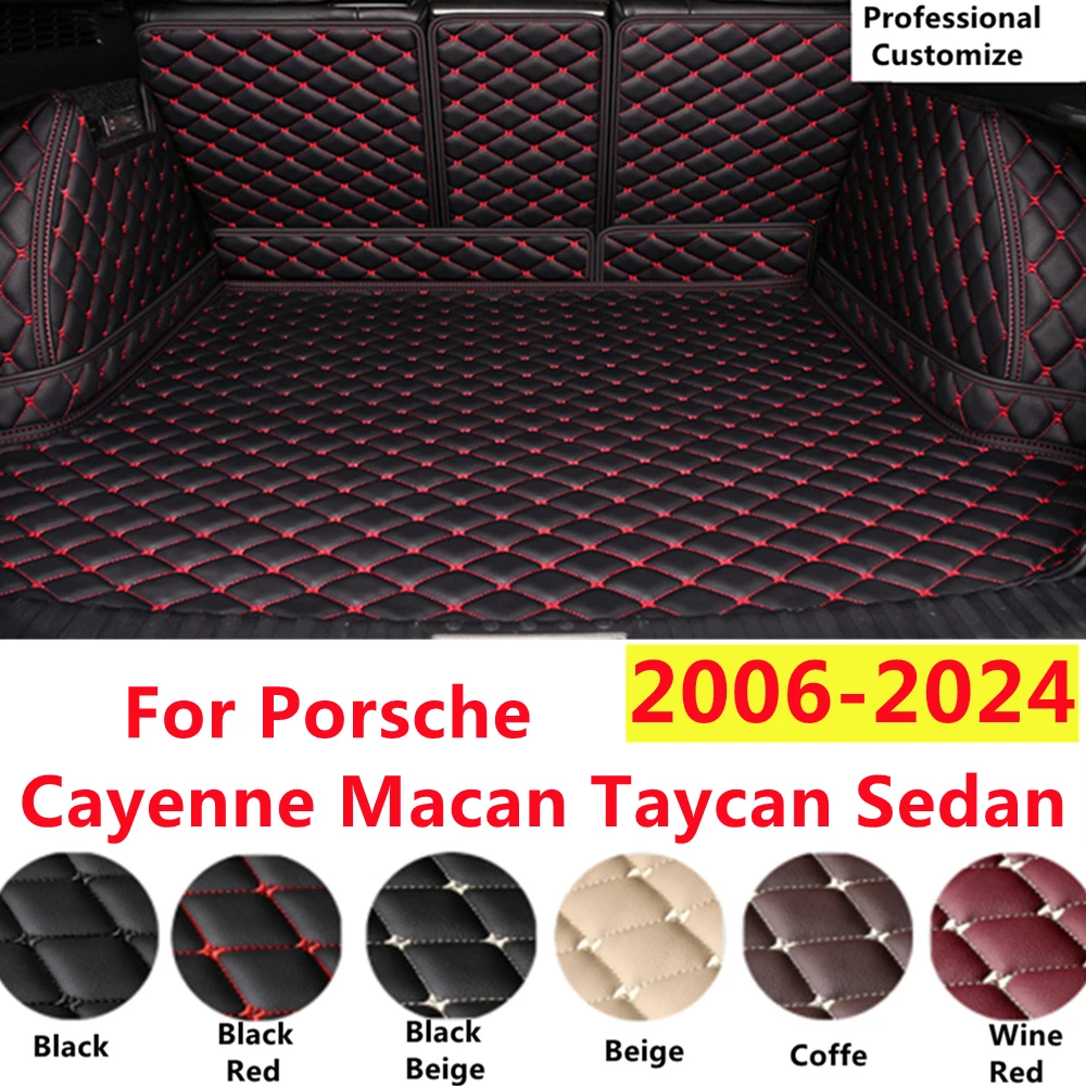 

SJ Full Set Custom Fit For Porsche Cayenne Macan 2024 2023 XPE Leather Car Trunk Mat Tail Boot Tray Liner Cargo Rear Pad Cover