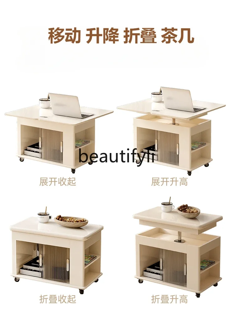 

Mobile coffee table trolley foldable lift sofa side few multi-function