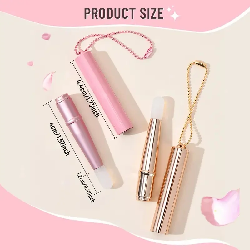 فرشاة شفاه صغيرة من السيليكون مع غطاء وسلسلة معلقة، أداة مكياج محمولة للسفر لأحمر الشفاه، ملمع الشفاه، فرشاة مكياج أحمر الشفاه