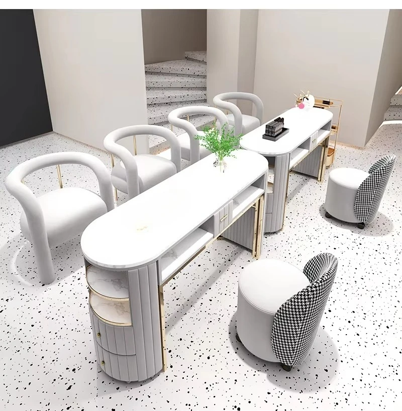 &c Nail Table and Chair Set Marble Simple Modern Single and Double Nail Sofa Table and Chair