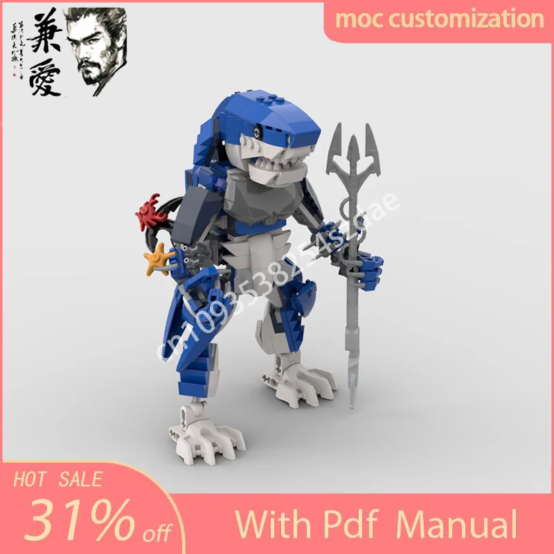 

359PCS MOCMarine life fighting great white shark Model Building Blocks Diy Creative Assembly Educational Toy Kid Birthday Gift