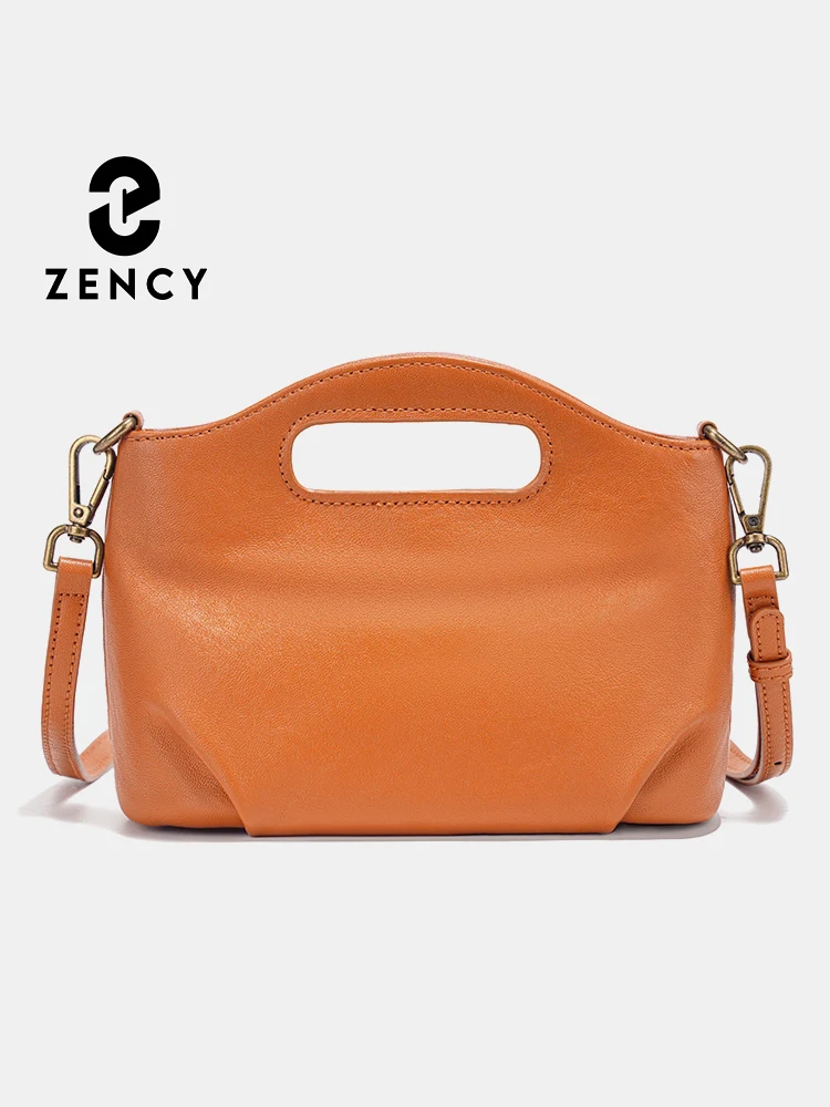 Zency Simple Small Burgundy Women's Vegetable-tanned Leather Bag Vintage Shoulder Handbag Crossbody Bags for Ladies 2025 New