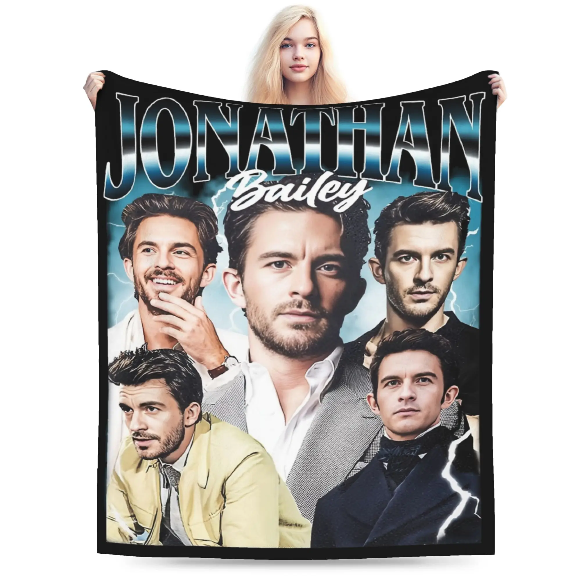 Jonathan Bailey Actor Blankets Fleece Autumn/Winter  Portable Super Soft Throw Blankets for Sofa Outdoor Quilt