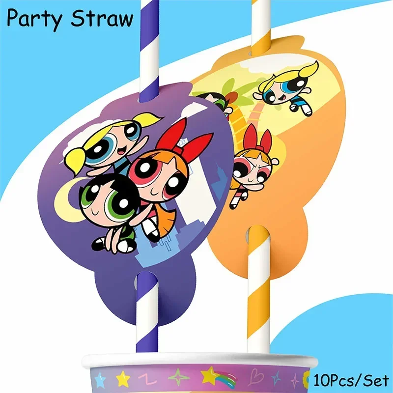 For Kid Birthday the powerpuff girls  Birthday Party Supplies Disposable Tableware Plates Cups Balloons Party Favor Baby Shower