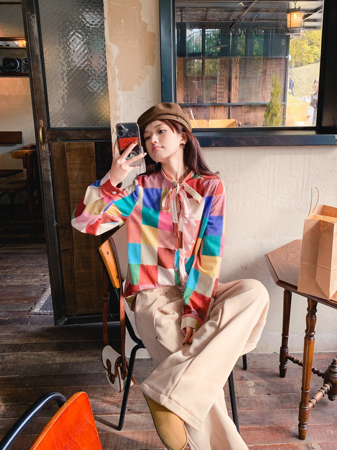 

Gula Liangpin Winter Thiened Gentle Casual Ele round Ne Loose Plaid irt Women's Original Design Printed irt Casua...