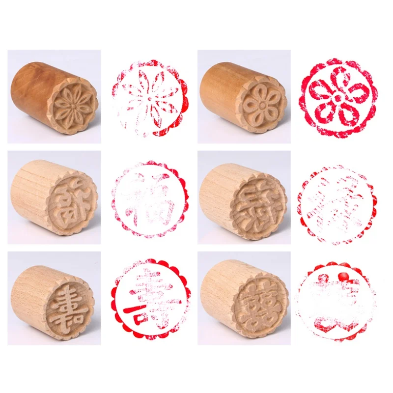 DIY Wooden Dessert Seal Stamp Mold Flower Form Moon Cake Cookie Stamp Kitchen Baking Tools Oriental Pastry Mooncake Mould