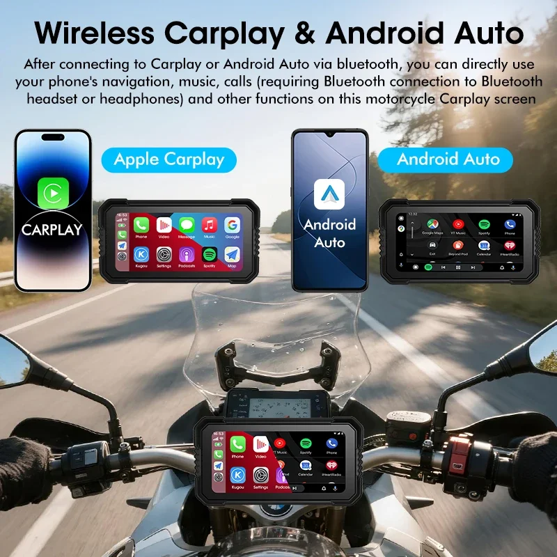 شاشة Carplay مقاس 6.25 بوصة لسيارة BMW Moto Navigation اللاسلكية Android Auto IPX7 مقاومة للماء لسيارات BMW R1200GS/ R1250GS/ R1300GS /S1000XR