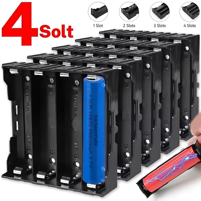 18650 Battery Holder 1 2 3 4 Slot Box Case Rechargeable Lithium 3.7V Battery Container with Hard ABS Pin Power Bank Container
