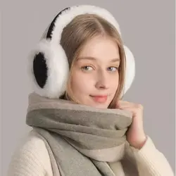 Winter Warm Folding Portable Earmuffs Faux Rabbit Fur Headphone Muffs Male Thicker Deerskin Velvet Ear Cover Women's Cute Earlap