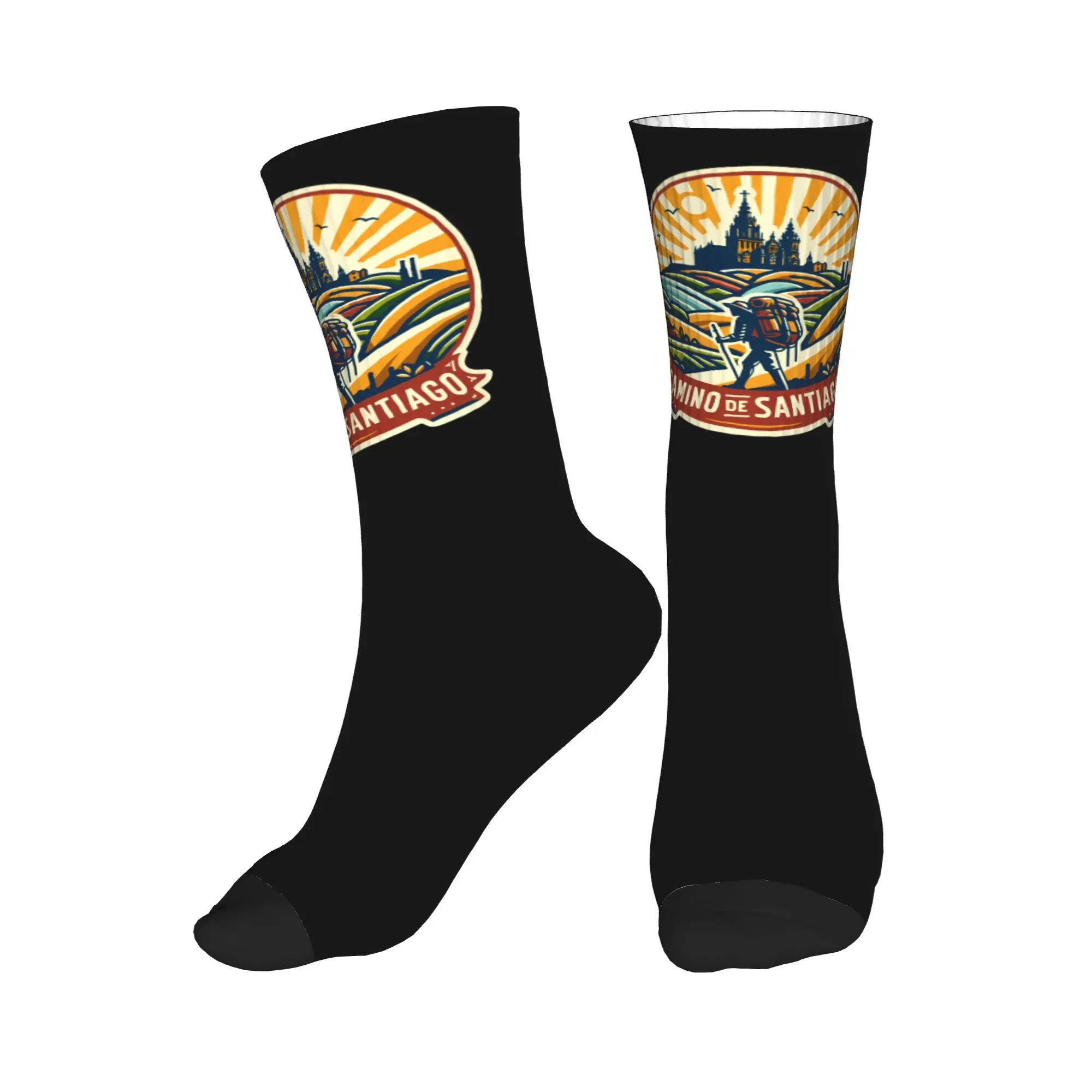 

Cool Printing Buen Camino de Santiago Socks for Men Women Stretchy Summer Autumn Winter Crew Socks