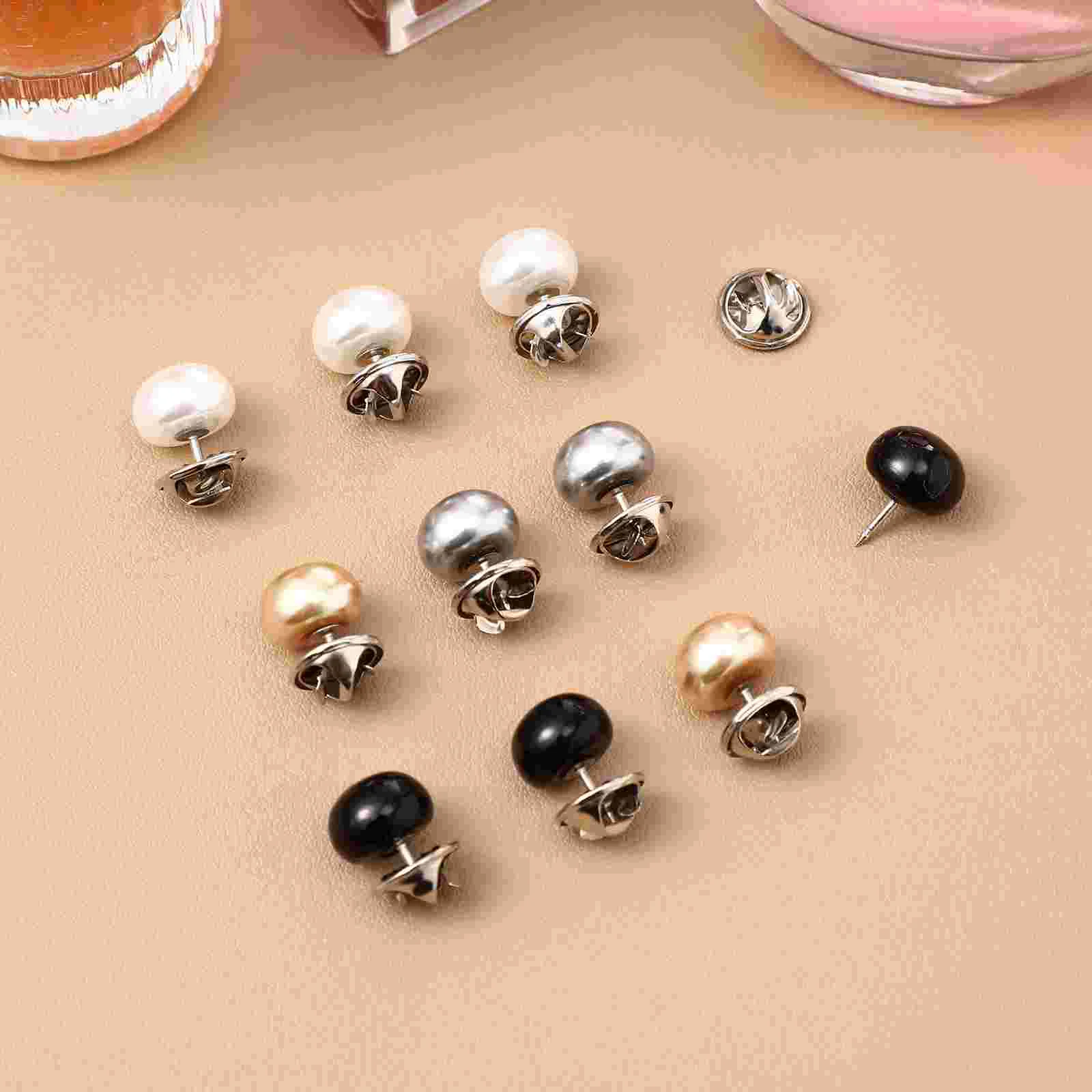 20 Pcs Dress Instant Button Pearl Buttons for Pants Women Shirt Brooch Denim Pin Nail-free