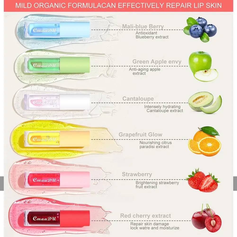 Lip Gloss pelembap tahan lama, perawatan bibir berubah warna menghidrasi kilau alami melembabkan mengurangi garis perawatan menutrisi