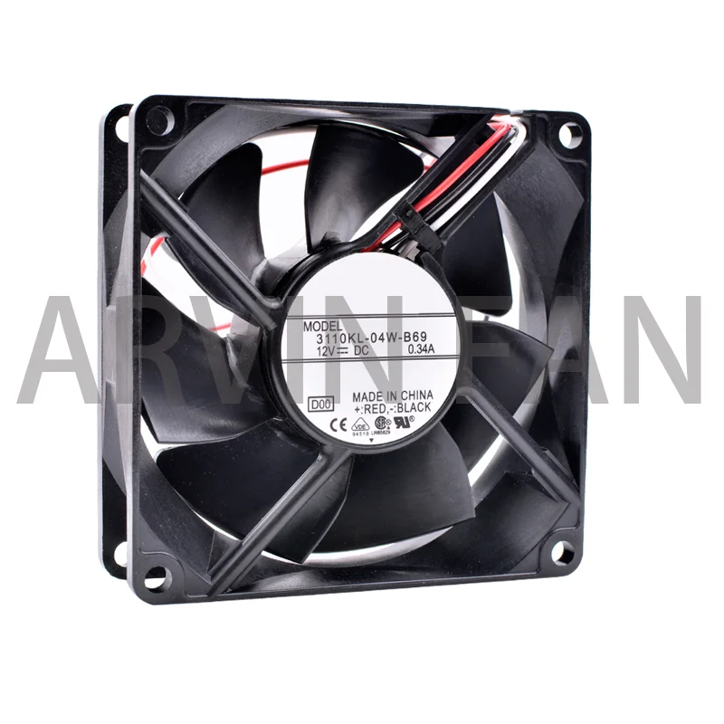 Brand New Original 3110KL-04W-B69 8cm 8025 DC 12V 0.34A Dual Ball Server Power Supply DLP Large Screen Cooling Fan