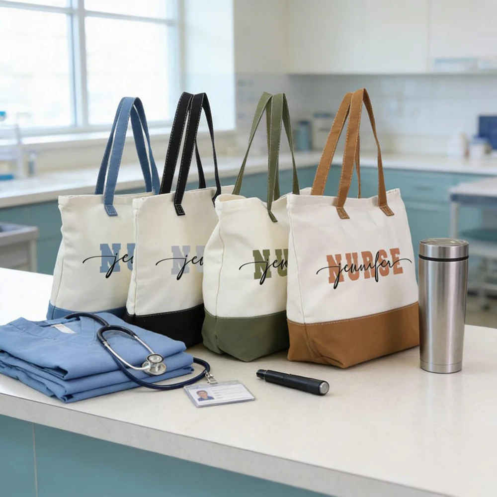 Custom Name Nurse Tote Bag Durable Canvas Tote Bag Personalized Multi Functional Nurse Bag Nursing Student Graduation Gift