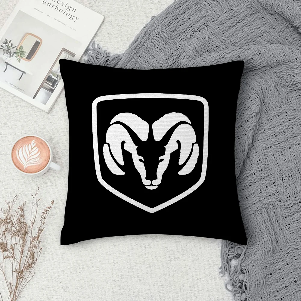 D-Dodges 車のロゴ枕カバーソファ装飾ホーム両面プリントぬいぐるみ正方形スロー枕カバークッション装飾カバー