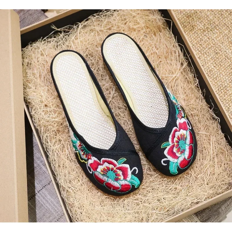 CySlippers Scarpe da donna per donna Moda Casual Ricamo vintage Stile etnico Streetwear Stile cinese Estate Harajuku