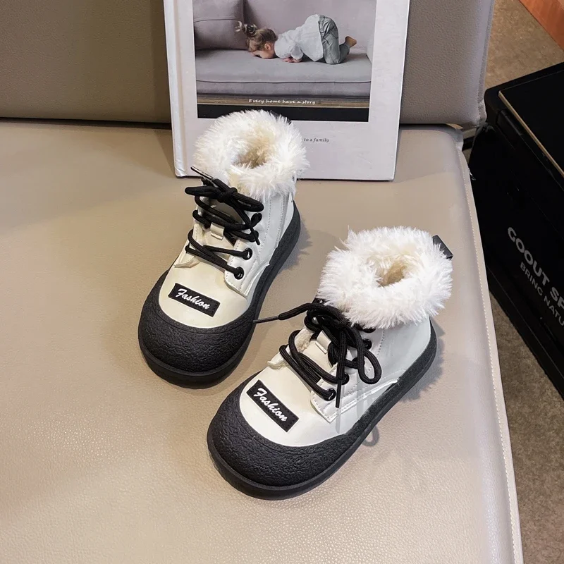 Scarpe per bambini Stivali per ragazza Outdoor Soffici stivali da neve alla moda per bambini Stivali invernali termici per bambini Stivali causali in cotone Fondo morbido