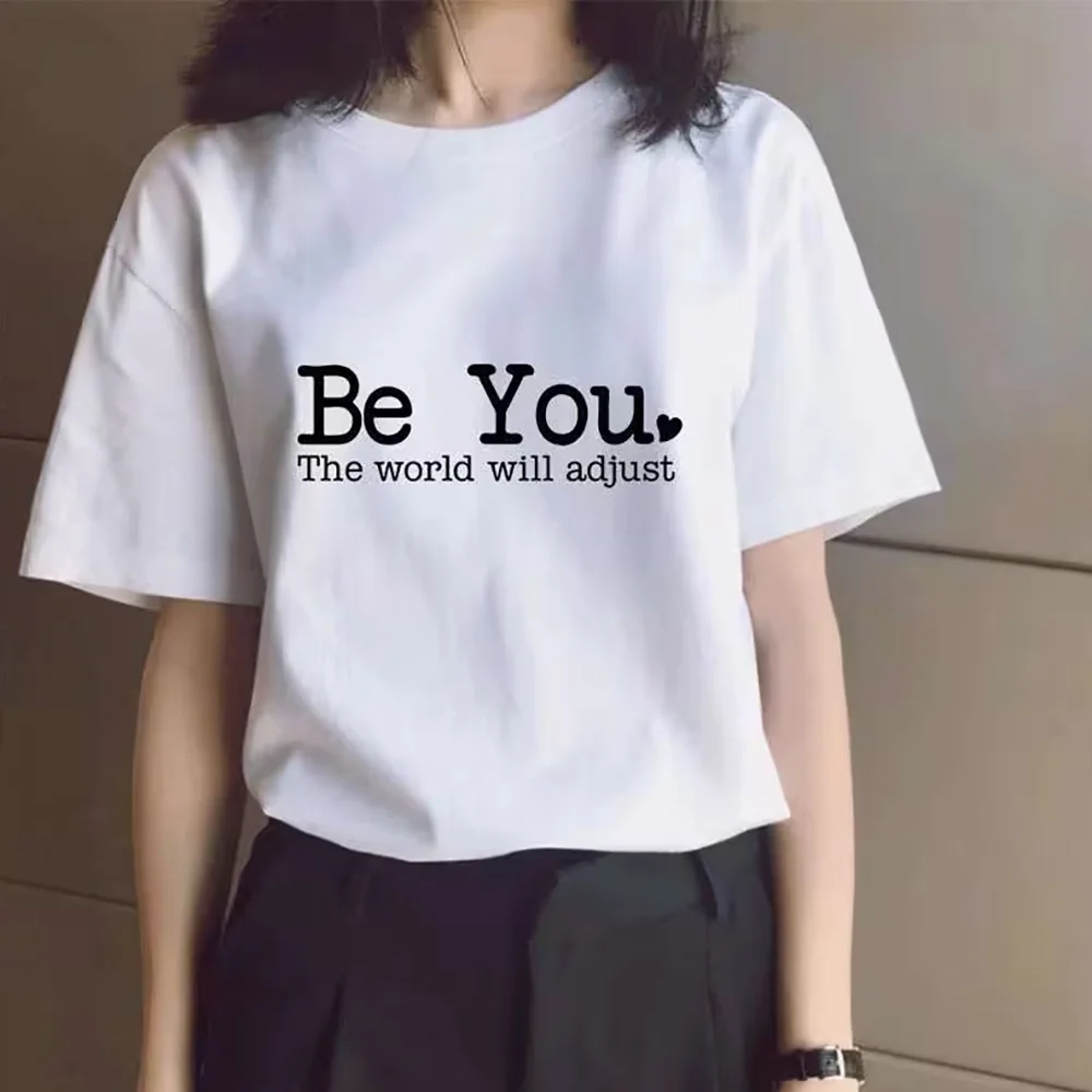 Womens Be Real Not Perfect Graphic T Shirt Positive Motivational Letter Print Short Sleeve Crew Neck Casual Daily Wear Tee Top.