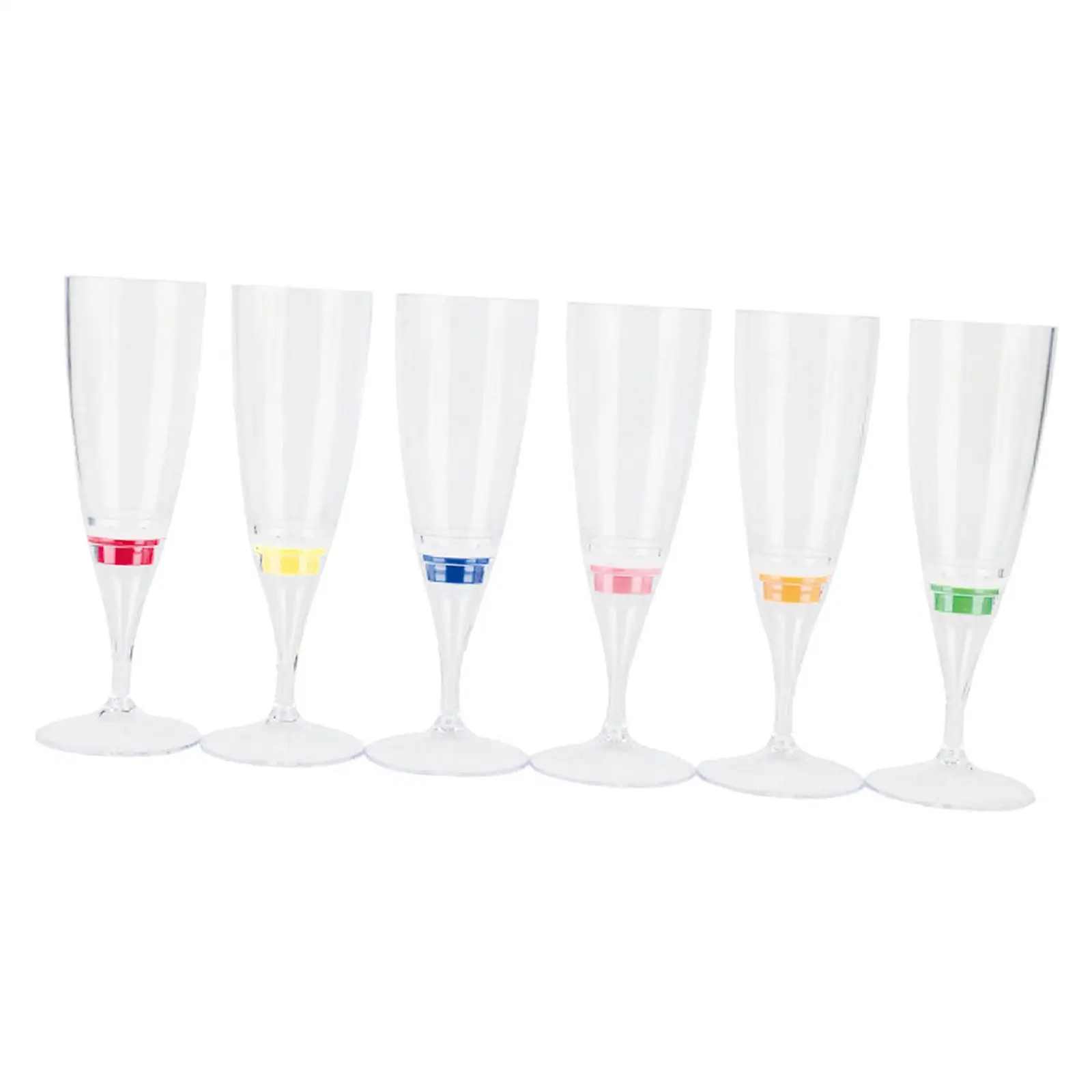 6Pcs Champagne Goblets LED Light up Plastic 150ml Unbreakable Cocktail Cup Drinkware for Weddings Bar Anniversary Birthday Party