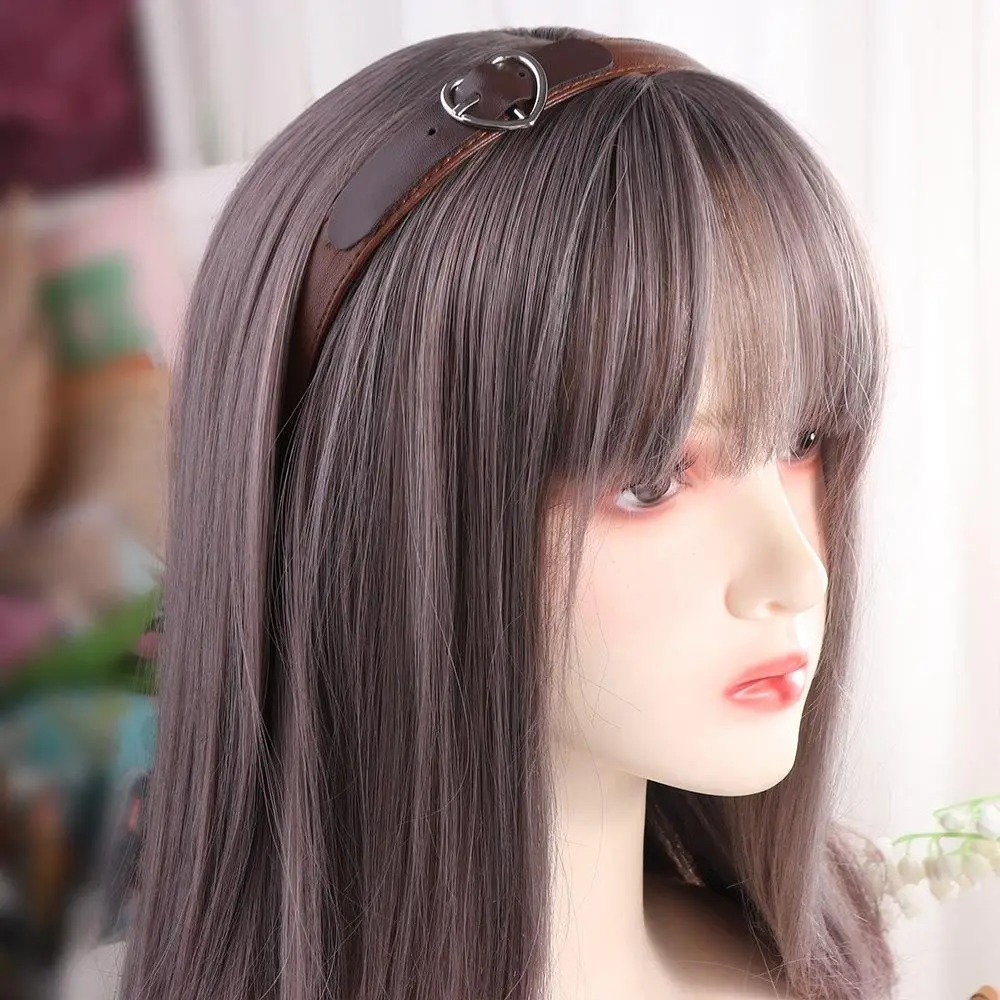 

Retro Wide Side Love Heart Hairband Gothic Hairband Leather Headband Headwear Korean Style Women Hair Hoop Ladies