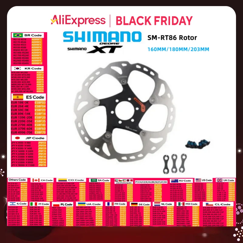 Shimano DEORE XT RT86 Дисковый тормоз с центральным замком ротора SM-RT86 Шестиболтовый диск 160/180/203 мм ICE TECHNOLOGIES Запчасти для MTB велосипеда