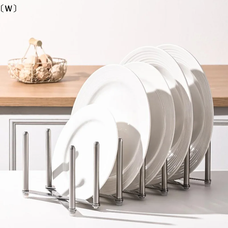 maveraw pannot tampa rack pan tampa organizador retrátil dobrável placa de aço inoxidável prato titular prateleira talheres armazenamento cozinha gadgets