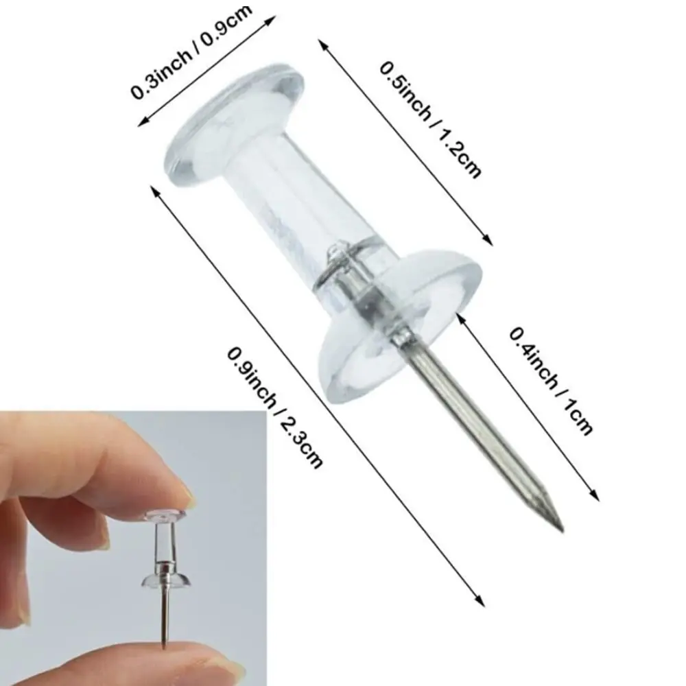 Pasadores de empuje transparentes, tabla de mapa de plástico, tachuelas de pulgar, tablero de corcho, pines de dibujo de anotación creativa, nuevo, 100 piezas