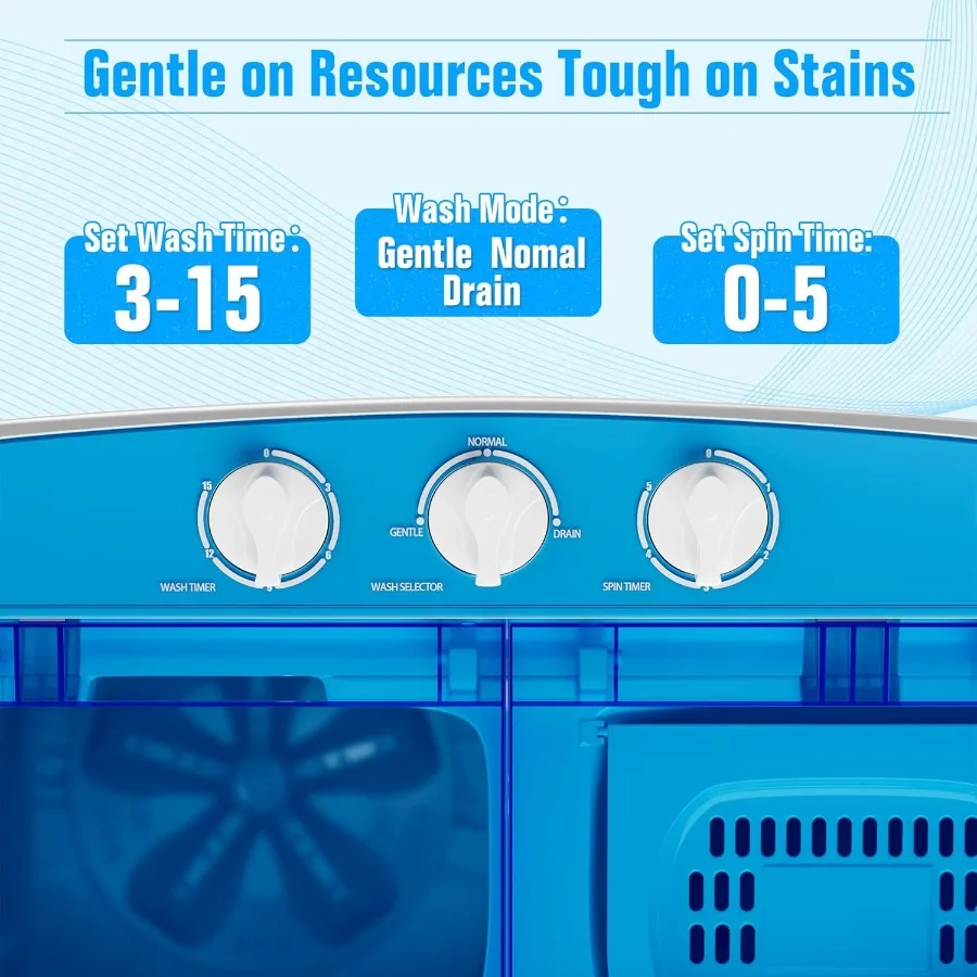 غسالة محمولة مع خرطوم أطول 16 رطل غسالة حوض مزدوج غسالة غسيل صغيرة مدمجة مع مضخة تصريف Semiautoma #5