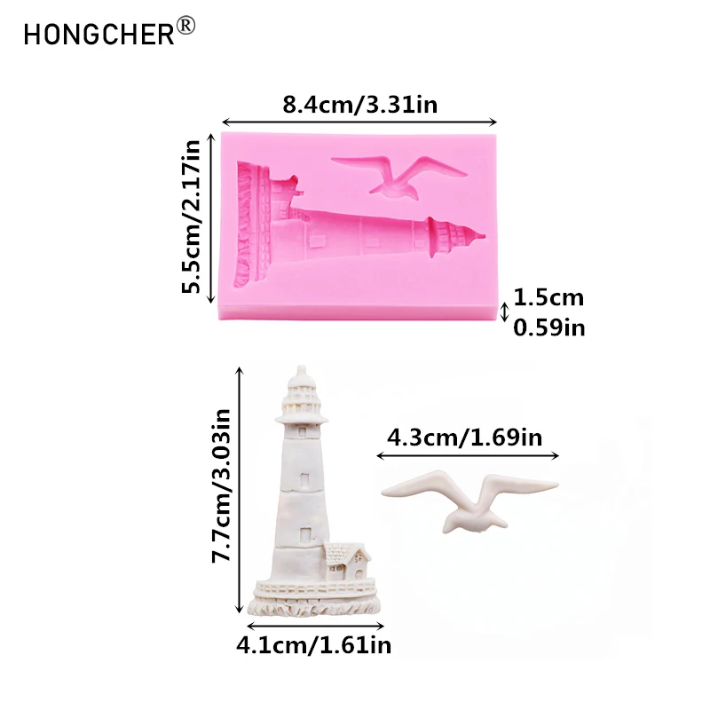 Hut Lighthouse Creative Micro Landscape Resin Accessory Decoration Drip Mould DIY Chocolate Cake Decoration Silicone Mould