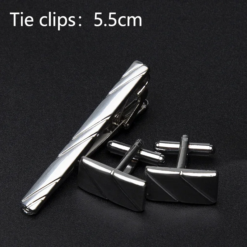 Men\'s Classic Tie Clips Cufflinks Set Luxury Tie Pin Accessories Shirts Cuff Tie Clips Fashion Cufflink for Men Gifts Jewelry